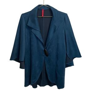 IC By Connie K Faux Suede Batwing Sleeve Toggle Button Jacket Size L